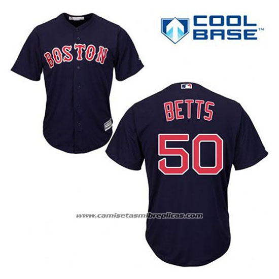 Camiseta Beisbol Hombre Boston Red Sox 50 Mookie Betts 50 Azul Alterno Cool Base